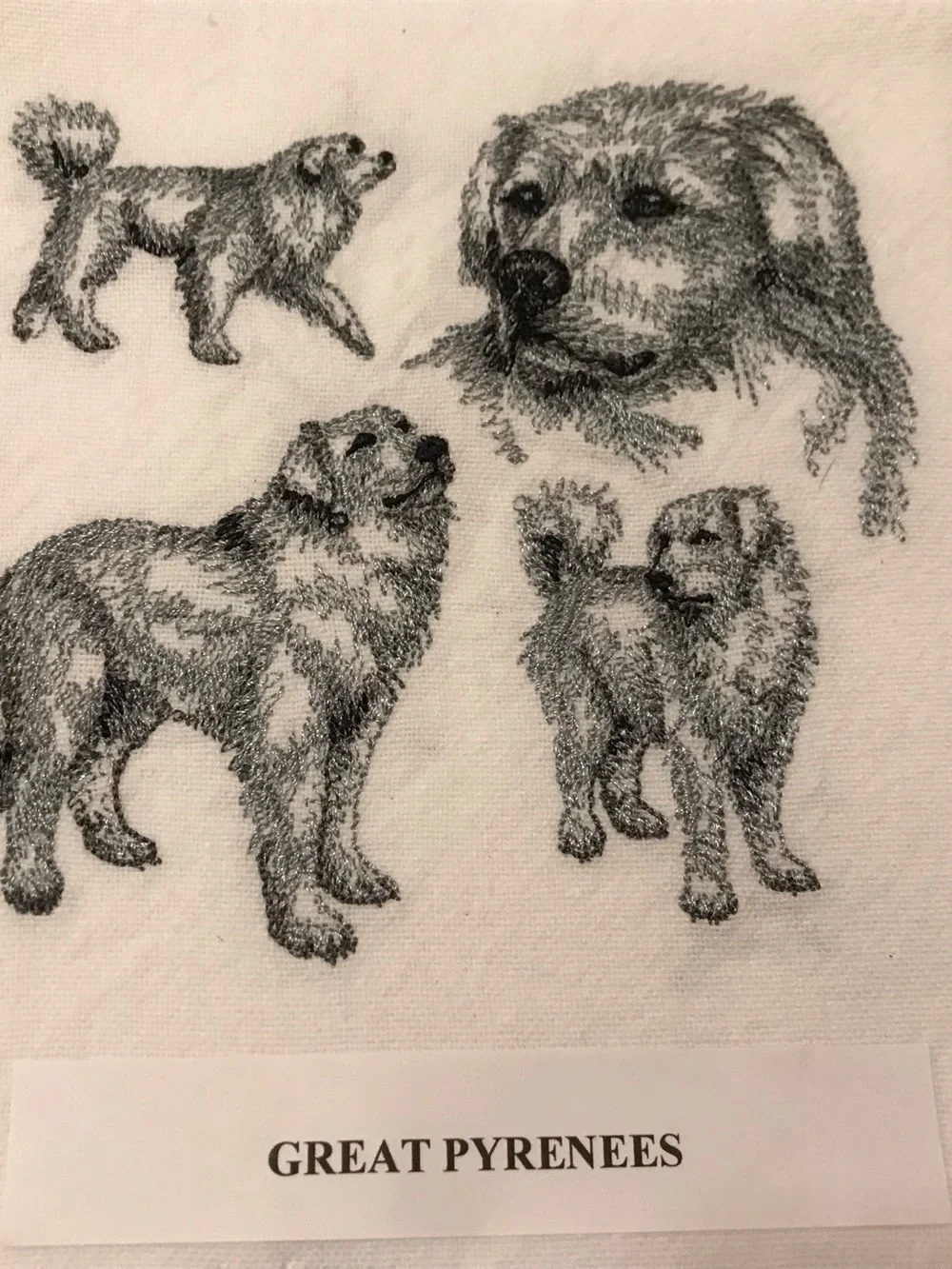 Great Pyrenees Machine Embroidered Dish Towel